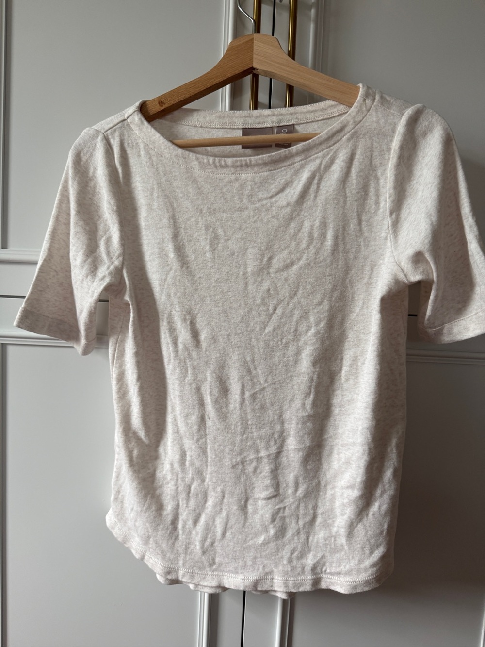 Chico's Short-Sleeve Crewneck Top in Light Cream